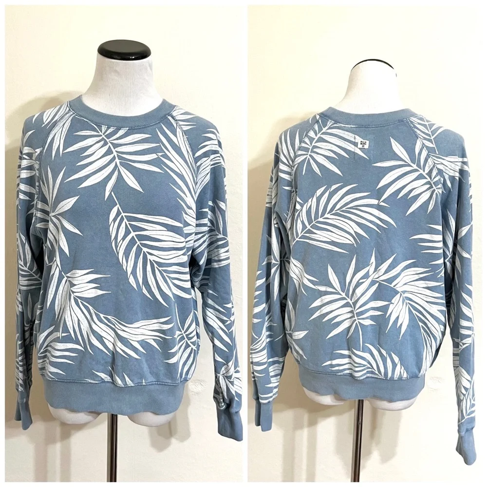 Billabong Wild Palms Womens Crew Sweatshirt light blue size medium - Picture 3 of 4